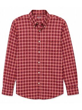 Brooks Brothers Shirt Mens Large Button Down Red Plaid Nylon Performance Stretch